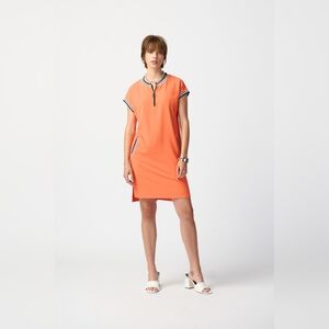 New Joseph Ribkoff Sport Short Sleeve Knee-length Shift Dress Mandarin Sz 6